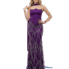 Mor Taş ve Payet İşlemeli Uzun Abiye – Straplez Görünümlü Şık Gece Elbisesi