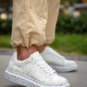 KB-X500  Kuback Beyaz Gold  Bağcıklı  Günlük Erkek  Ayakkabı