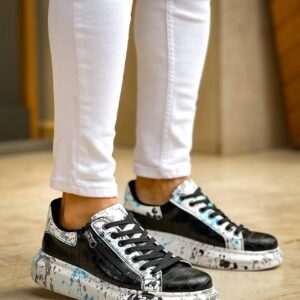 KB-02  Kuback Bağcıklı Crocodile Siyah Mavi Günlük Erkek Ayakkabı