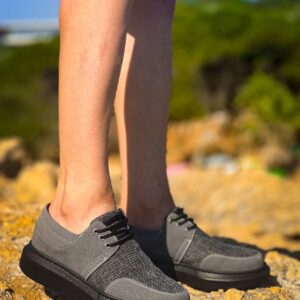 KB-042  Kuback Bağcıklı Gri Siyah Taban Günlük Erkek Ayakkabı