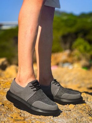 KB-042  Kuback Bağcıklı Gri Siyah Taban Günlük Erkek Ayakkabı