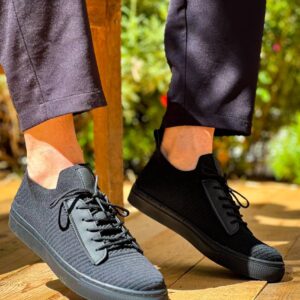 KB-110  Kuback Siyah Triko Siyah Yüksek Taban Bağcıklı Günlük Erkek Ayakkabı