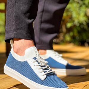 KB-110  Kuback Mavi Triko Yüksek Taban Bağcıklı Günlük Erkek Ayakkabı