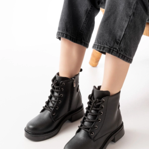 02-2003 Siyah Galata Bağcıklı Fermuarlı Günlük Kadın Bot