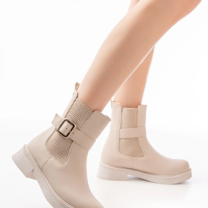 02-2004 Bej Toka Aksesuarlı Lastikli Günlük Kadın Bot