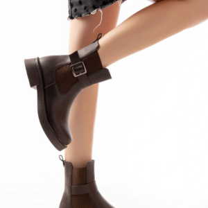 02-2004 Kahverengi Toka Aksesuarlı Lastikli Günlük Kadın Bot