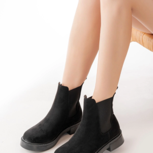 02-2137 Siyah Süet Lastikli Günlük Kadın Bot