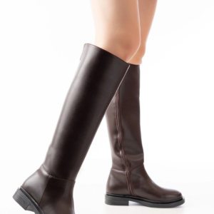 2024-3007 Kahverengi Fermuarlı Günlük Kadın Çizme