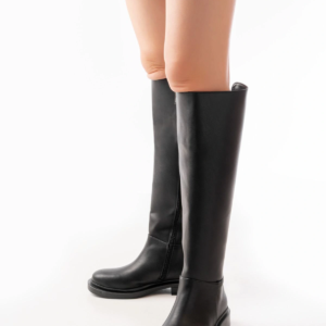 2024-3007 Siyah Fermuarlı Günlük Kadın Çizme