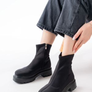 236-2011 Siyah Dalgıç Fermuarlı Günlük Kadın Bot