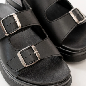 24422-1185 Siyah Dolgu Topuk Kadın Sandalet