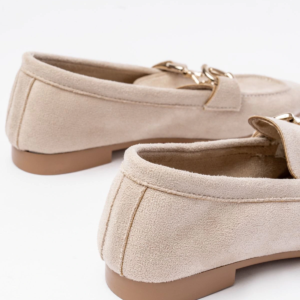 303 Bej Süet Toka Aksesuarlı Günlük Kadın Babet