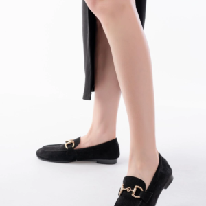 303 Siyah Süet Toka Aksesuarlı Günlük Kadın Babet