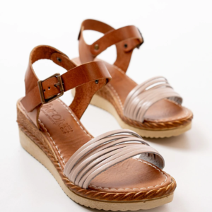 731-07 Bej Ortopedik Hakiki Deri Dolgu Kadın Sandalet