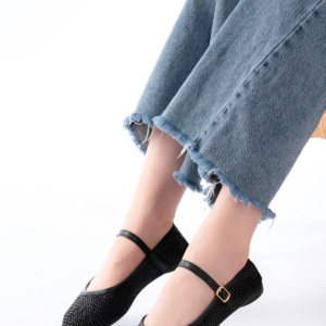 7432 Siyah Fileli Toka Detaylı Günlük Kadın Babet