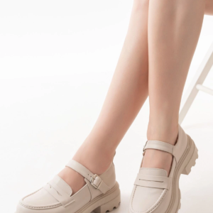 745-771 Bej Kadın Günlük Yüksek Tabanlı Loafer Ayakkabı
