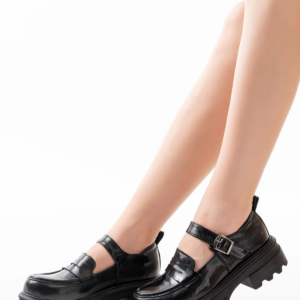 745-771 Siyah Rugan Günlük Yüksek Tabanlı Loafer Ayakkabı