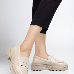 746-759 Bej Yanki Yüksek Tabanlı Loafer Ayakkabı