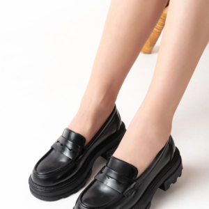 746-759 Siyah Rugan Günlük Yüksek Tabanlı Loafer Ayakkabı