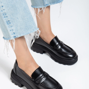 746-759 Siyah Yanki Yüksek Tabanlı Loafer Ayakkabı