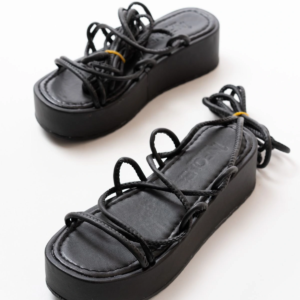 861-1021 Siyah Dolgu Kadın Sandalet