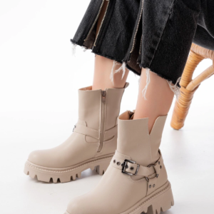 868-2015 Bej Fermuarlı Günlük Kadın Bot