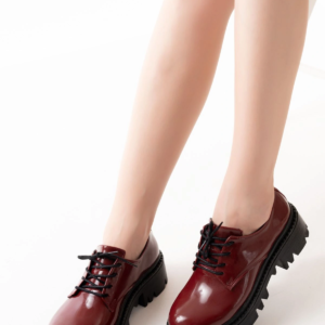 868-754 Bordo Rugan Bağcıklı Günlük Yüksek Tabanlı Loafer Ayakkabı