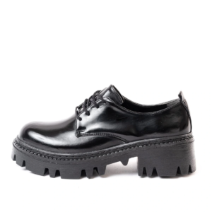 868-754 Siyah Rugan Bağcıklı Günlük Yüksek Tabanlı Loafer Ayakkabı