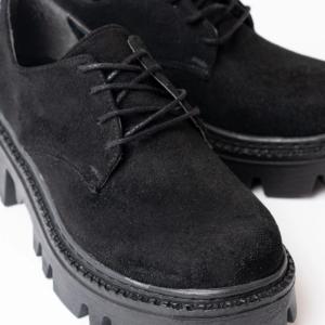 868-754 Siyah Süet Bağcıklı Günlük Yüksek Tabanlı Loafer Ayakkabı