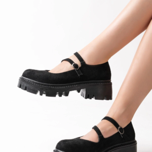 868-756 Siyah Süet Günlük Yüksek Tabanlı Loafer Ayakkabı