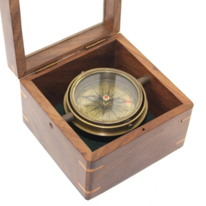 Ahşap Kutulu Pirinç Pusula Model 14