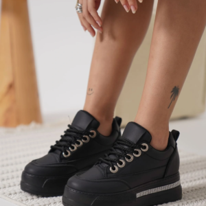 Alice Kadın Siyah Tabanlı Siyah Gizli Topuklu Sneaker