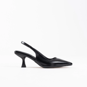 Angelica Kadın Siyah Kırışık Rugan Topuklu Ayakkabı