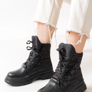 ASM-083 Siyah Bağcıklı Su Geçirmez Kadın Kar Botu