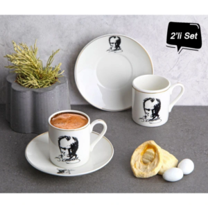 Atatürk Tasarımlı Porselen 2'li Kahve Seti