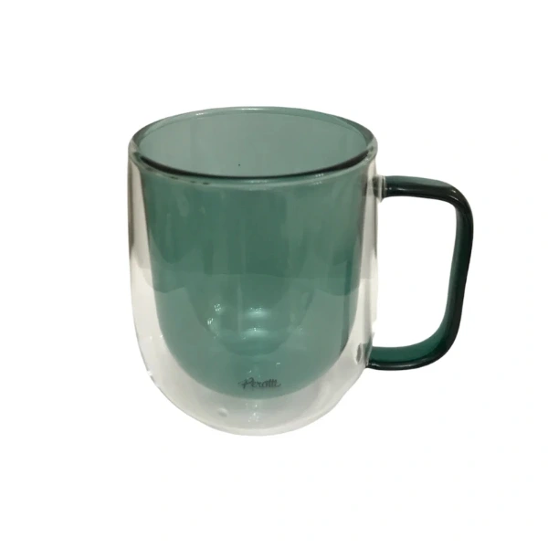 Çift Cidarlı Cam Kupa Yeşil Renk