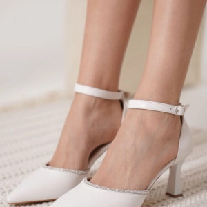 Darla Taşlı Kadın Beyaz Topuklu Ayakkabı