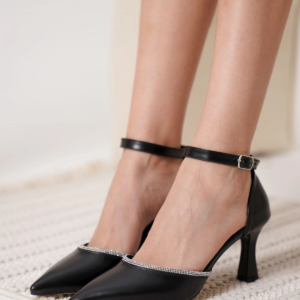 Darla Taşlı Kadın Siyah Topuklu Ayakkabı