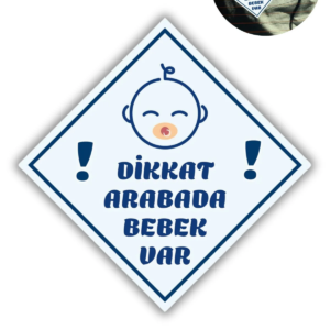 "DİKKAT ARABADA ERKEK BEBEK VAR - EMZİKLİ" Uyarı Stickerı | Araba Camı İçin 10x10 cm Etiket