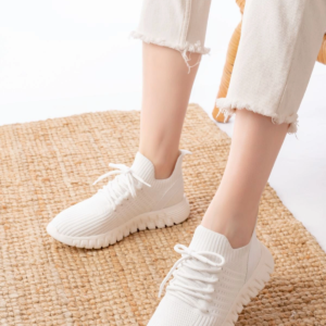 DM-501 Beyaz Bağcıklı Failon Taban Günlük Spor Ayakkabı