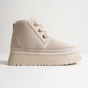 Elena Kadın Bej Kışlık İçi Kürklü Kalın Taban Bot