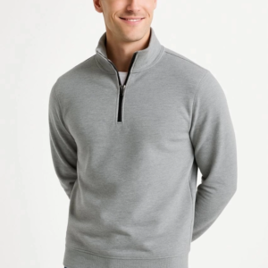 Erkek Dik Yaka Sweatshirt Dik Yaka Yarım Fermuarlı 3 İplik Şardonlu Pamuk Kumaş - Gri