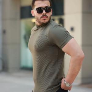 Erkek Ince çizgi Dokulu Kısa Kollu Tişört