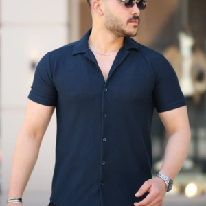 Erkek Kısa Kollu örme Kumaş Pamuklu Gömlek