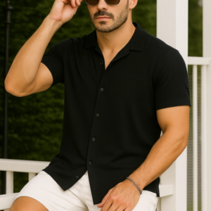 Erkek Kısa Kollu örme Kumaş Pamuklu Gömlek