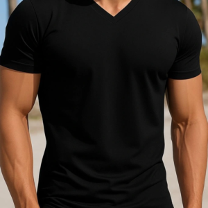Erkek Kısa Kollu V Yakalı Viskon Tişört