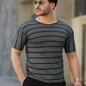 Erkek Petek Desenli Kısa Kollu T-shirt