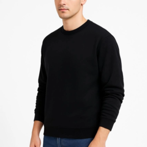 Erkek Üç İplik Düz Bisiklet Yaka SweatShirt - Siyah