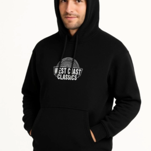 Erkek Üç İplik Kapüşonlu Ön Ve Arka Baskılı SweatShirt Hoodie - Siyah