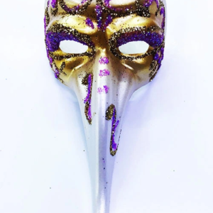 Fuşya Renk İşlemeli Seramik Malzemeden İmal Venedik Uzun Maske Magnet